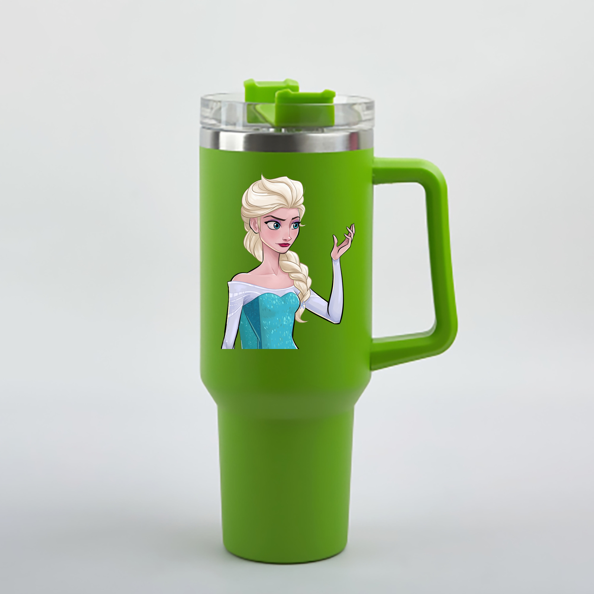（画像用） アナと雪の女王 アンナ エルサ Frozen Anna Elsa 1200mL車用タンブラー - クリスタルステッカー（プラスチックストロー付き）